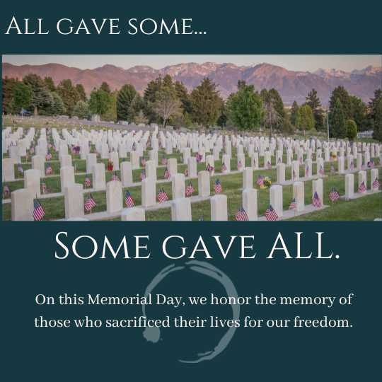 Military cemetery and words in honor of Memorial Day